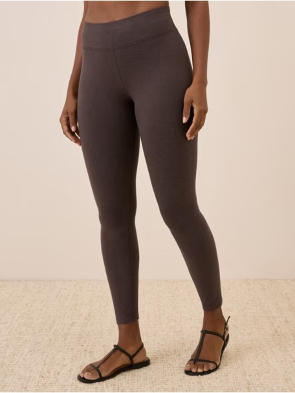 Pact Organic Cotton On the Go-To Leggings Chocolate Brown Heather Size Large